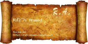 Réh Ahmed névjegykártya